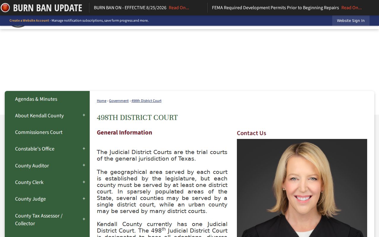 Current Kendall County 498th District Court page