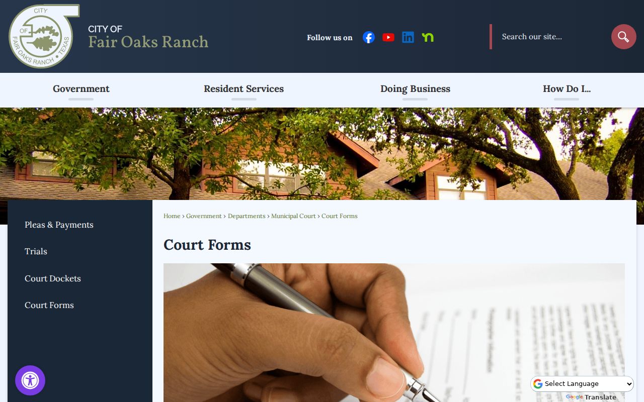 Fair Oaks Ranch court docket forms for pleas and case options