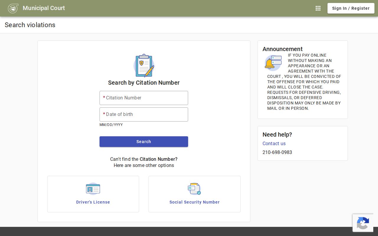Fair Oaks Ranch court docket search fields with blank identifiers